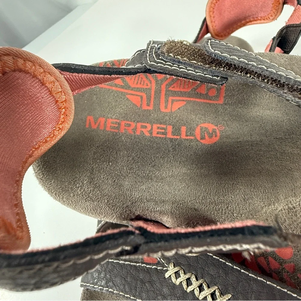 Merrell Brown Sandals with Coral Accents